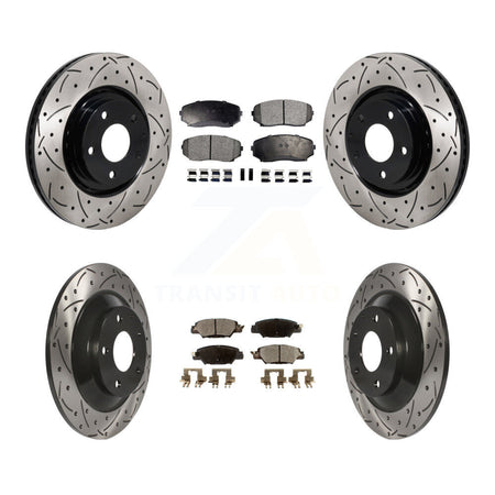 Front Rear Drilled Slot Brake Rotor Ceramic Pad Kit For 2019-2024 Mazda CX-5 Turbocharged KDT-101385