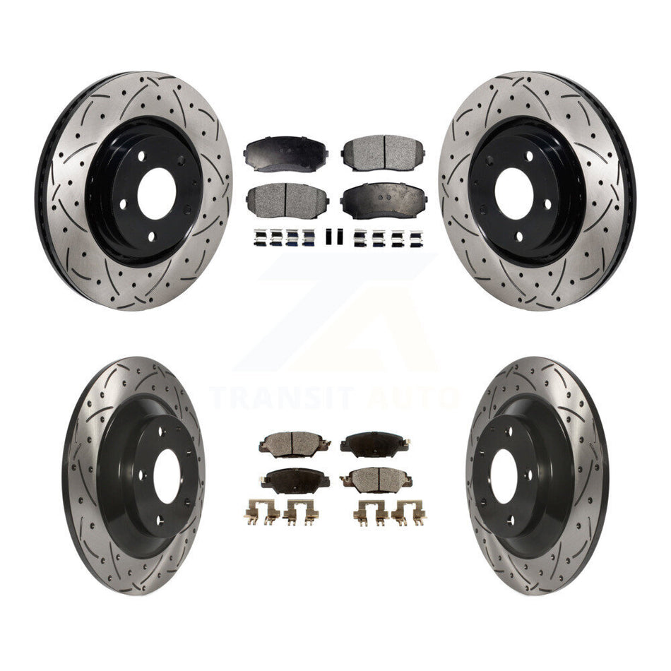 Front Rear Drilled Slot Brake Rotor Ceramic Pad Kit For 2019-2024 Mazda CX-5 Turbocharged KDT-101385