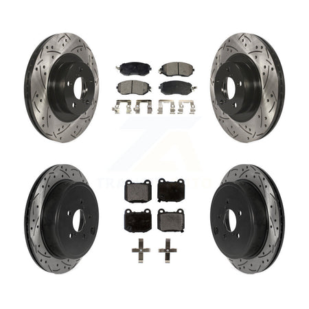 Front Rear Drill Slot Brake Rotor Ceramic Pad Kit For 17 Subaru BRZ Without Brembo Brakes KDT-101387