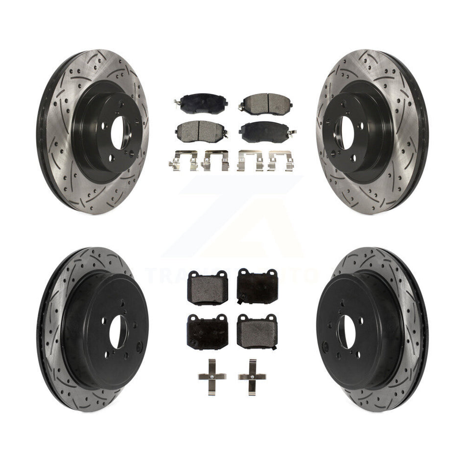 Front Rear Drill Slot Brake Rotor Ceramic Pad Kit For 17 Subaru BRZ Without Brembo Brakes KDT-101387