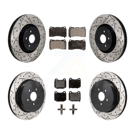 Front Rear Coated Drilled Slot Disc Brake Rotors Ceramic Pad Kit For Subaru BRZ Toyota 86 KDT-101388