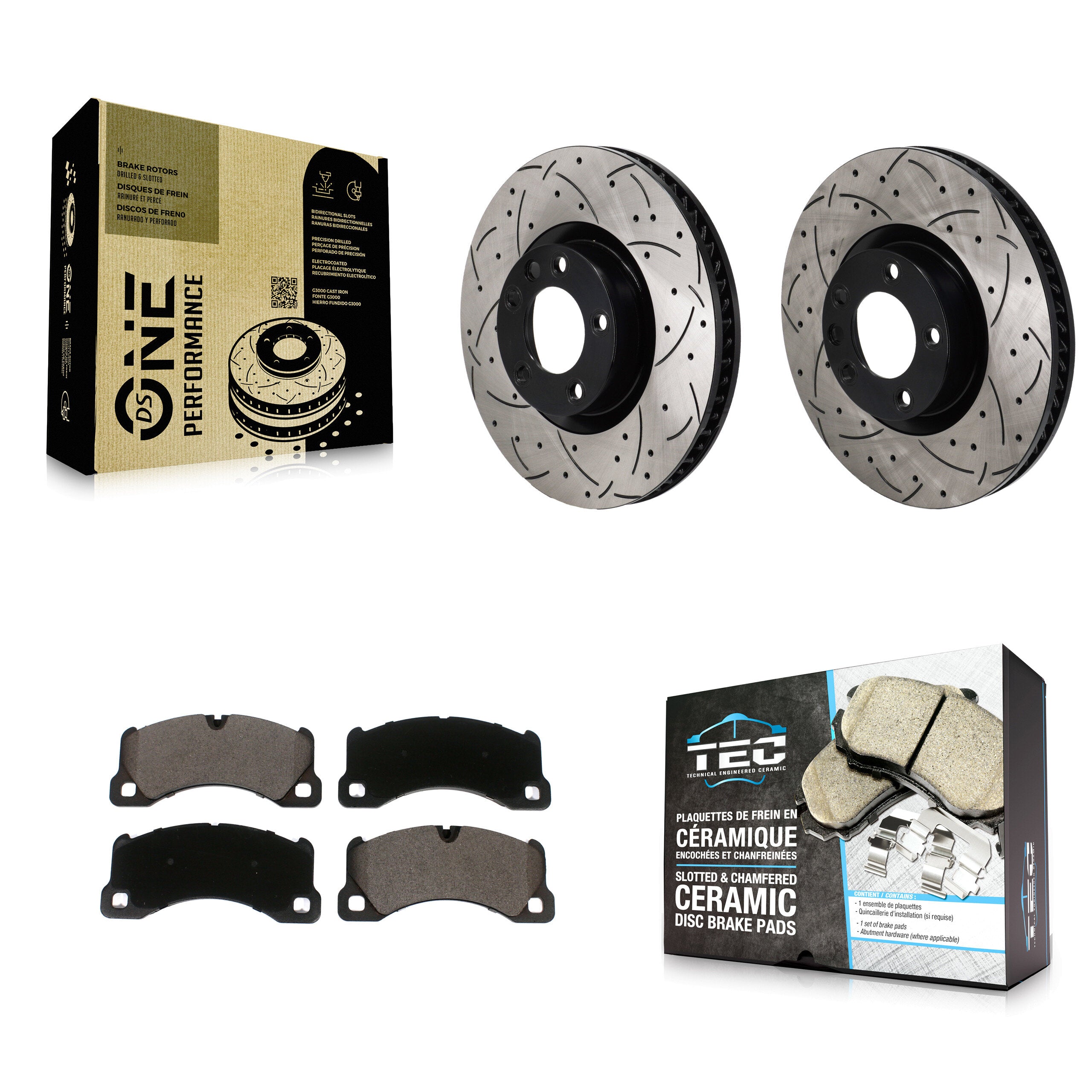 Front Drill Slot Disc Brake Rotors Ceramic Pad Kit For Volkswagen Touareg Porsche Cayenne KDT-101394
