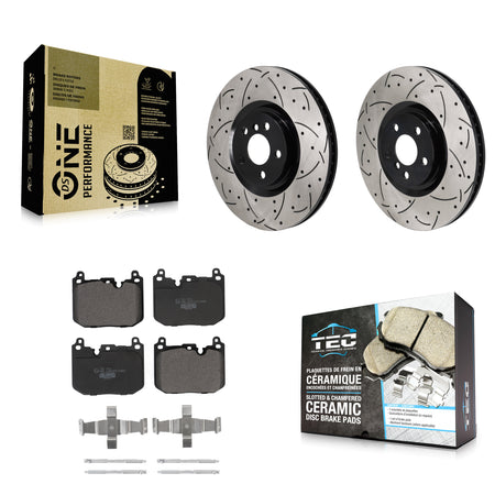 Front Drilled Slot Brake Rotors Ceramic Pad Kit For Mini Cooper Countryman BMW X2 Clubman KDT-101395
