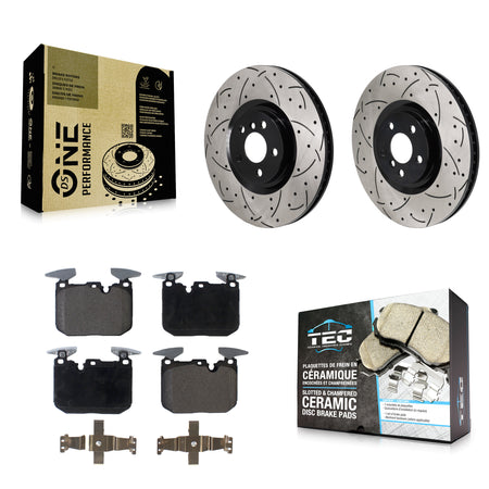Front Drilled Slot Brake Rotors Ceramic Pad Kit For 2021 Mini Cooper John Works GP KDT-101396