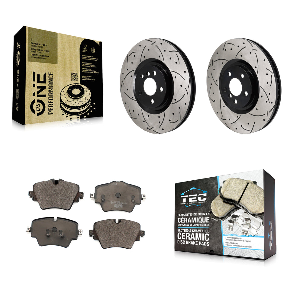 Front Coated Drilled Slotted Disc Brake Rotor And Ceramic Pad Kit For BMW 228i Gran Coupe KDT-101397