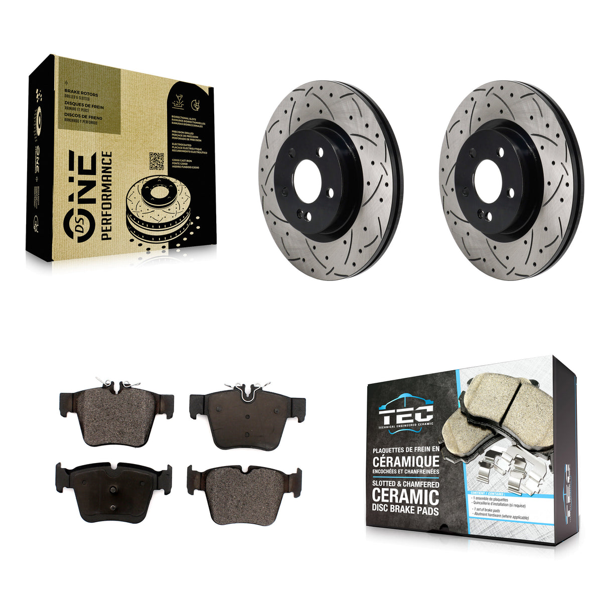 Rear Drilled Slot Brake Rotor Ceramic Pad Kit For Mercedes-Benz GLC300 C43 AMG GLC43 C450 KDT-101418