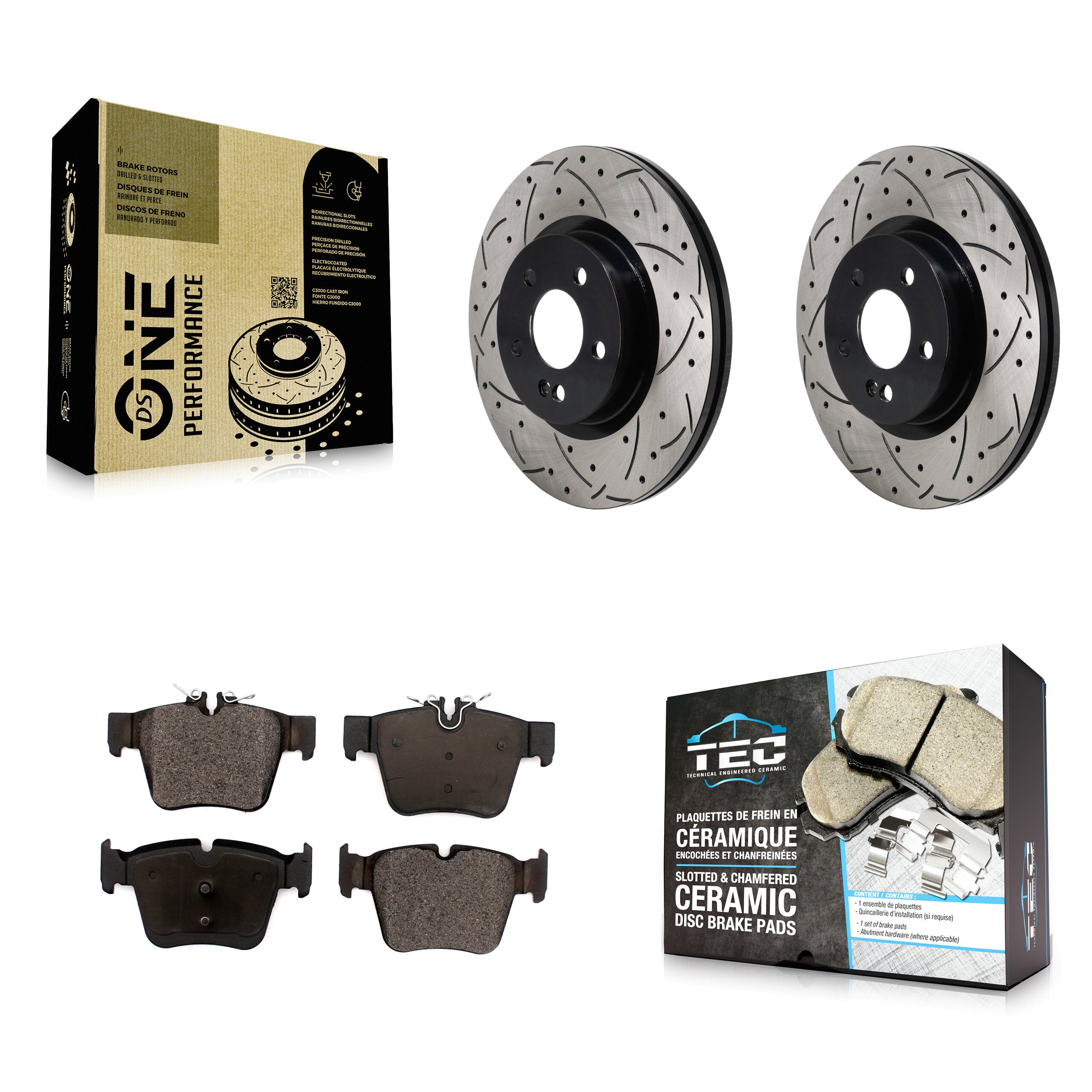 Rear Drilled Slot Brake Rotor Ceramic Pad Kit For Mercedes-Benz GLC300 C43 AMG GLC43 C450 KDT-101418