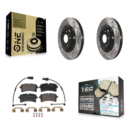 Rear Coated Drilled Slotted Disc Brake Rotors And Ceramic Pads Kit For Audi A7 Quattro KDT-101423