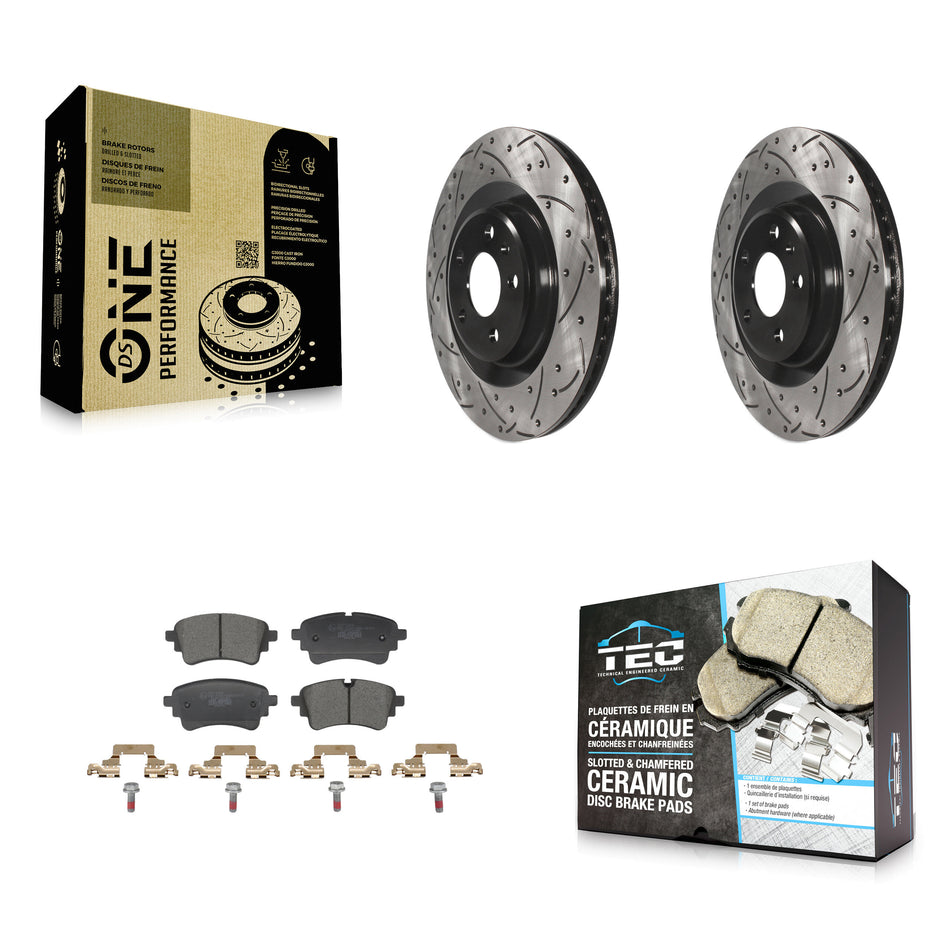Rear Drill Slot Brake Rotor Ceramic Pad Kit For Audi Q5 Sportback A5 A4 Quattro S5 SQ5 S4 KDT-101424
