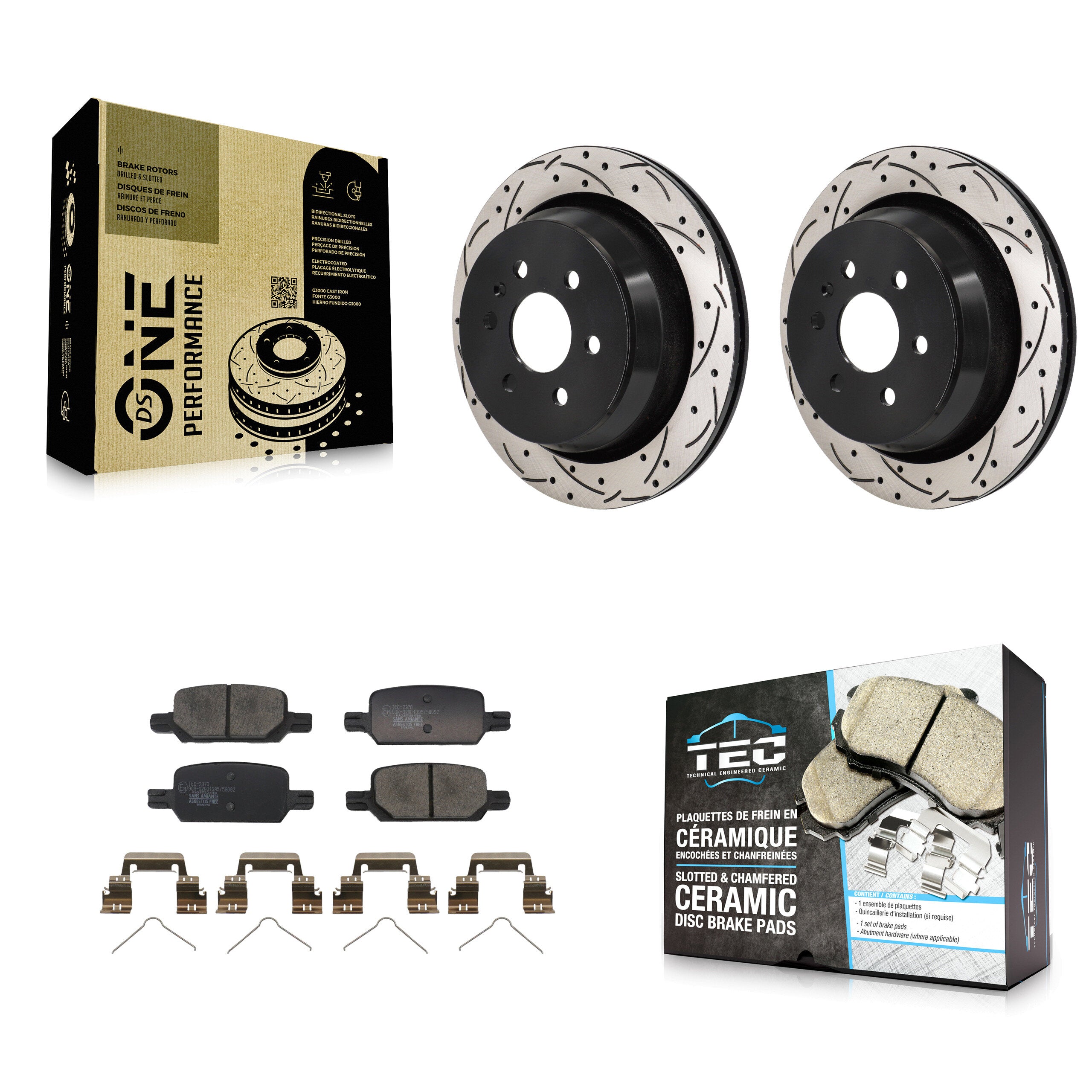 Rear Drilled Slot Brake Rotor Ceramic Pad Kit For 2021-2022 Chevrolet Colorado GMC Canyon KDT-101427