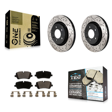 Rear Coated Drilled Slot Disc Brake Rotors Ceramic Pad Kit For Land Rover Discovery Range KDT-101434