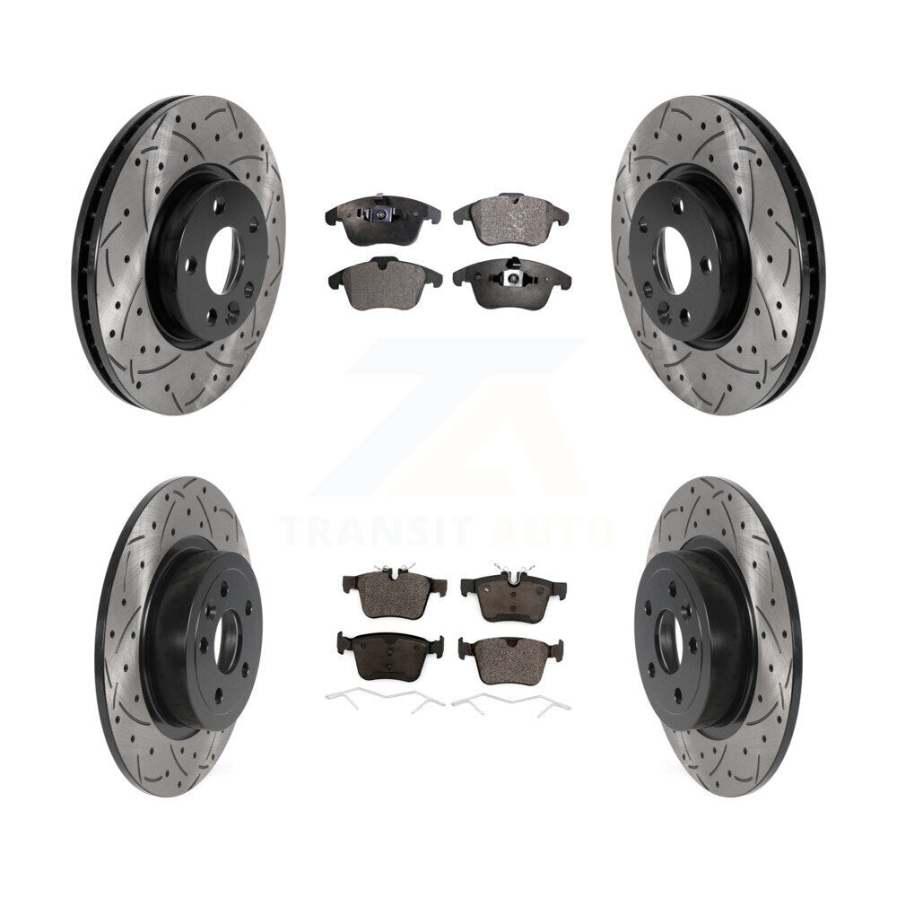 Front Rear Coated Drill Slot Disc Brake Rotor Ceramic Pad Kit For Land Rover Range Evoque KDT-101445