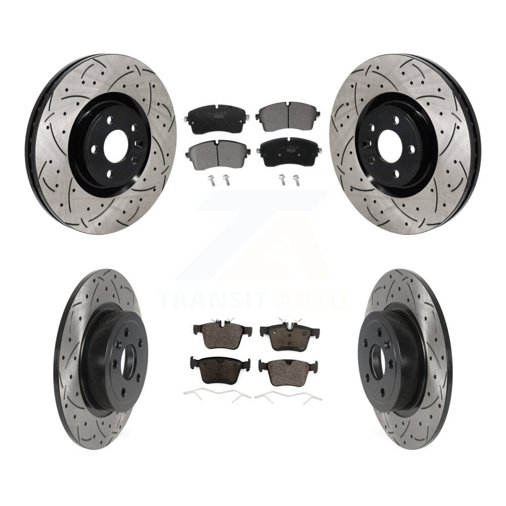 Front Rear Coated Drill Slot Disc Brake Rotor Ceramic Pad Kit For Land Rover Range Evoque KDT-101446