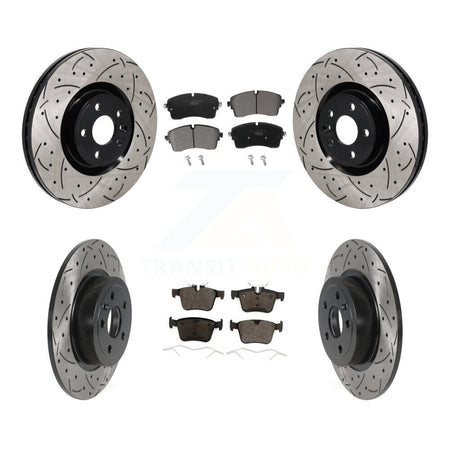 Front Rear Coated Drill Slot Disc Brake Rotor Ceramic Pad Kit For Land Rover Range Evoque KDT-101446