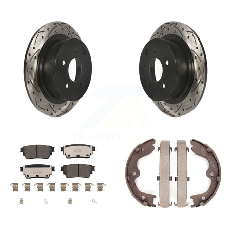 Rear Disc Drilled & Slotted Rotors Ceramic Pads Parking Shoes Kit For Nissan Altima AWD KDT-101501