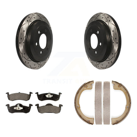 Rear Disc Drilled & Slotted Rotors Ceramic Pads And Parking Shoes Kit For Ford Expedition KDT-101638