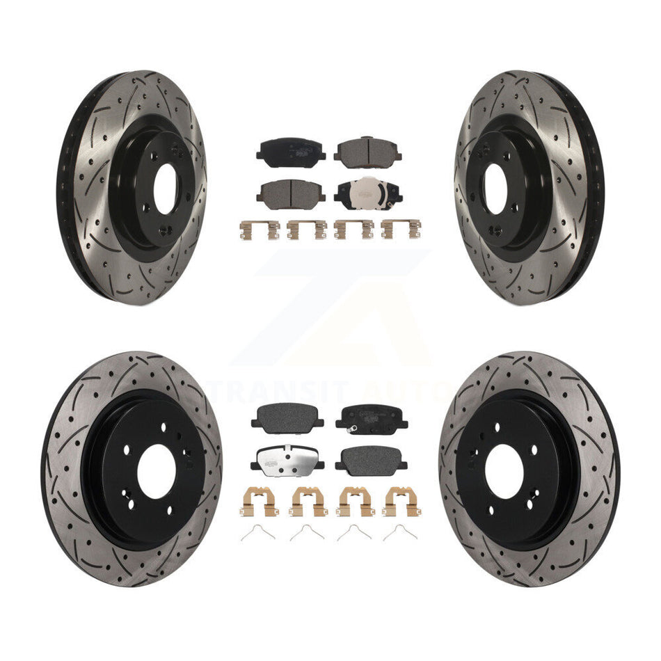 Front Rear Drilled Slot Disc Brake Rotor & Ceramic Pad Kit For 2019-2020 Hyundai Santa Fe KDT-101822