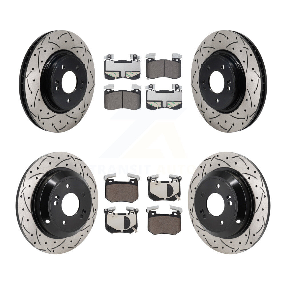 Front Rear Drill Slot Brake Rotor Ceramic Pad Kit For Genesis G70 2.0L With Brembo Brakes KDT-101824