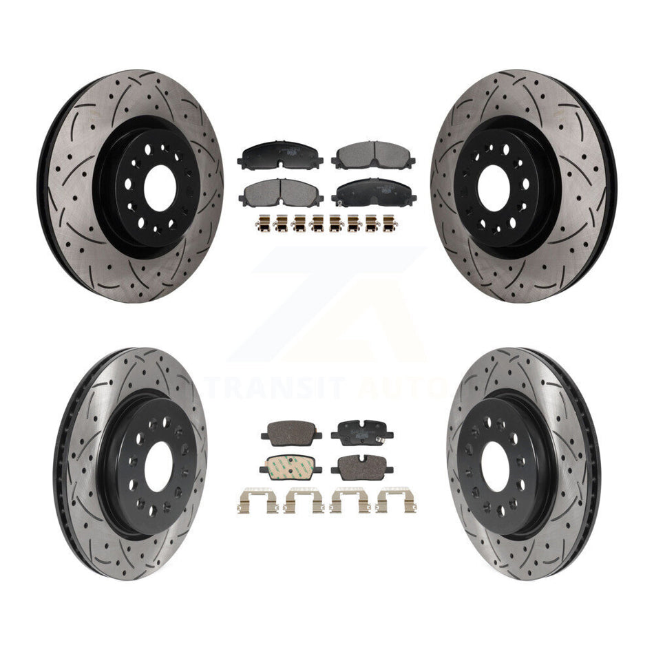 Front Rear Drill Slot Brake Rotor Ceramic Pad Kit For 2021 Cadillac XT5 Buick Enclave XT6 KDT-101826
