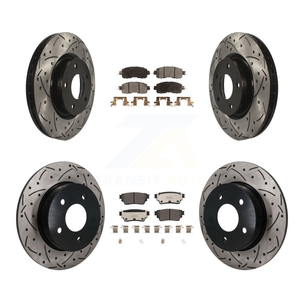 Front Rear Coated Drilled Slotted Disc Brake Rotors And Ceramic Pad Kit For Nissan Altima KDT-101827