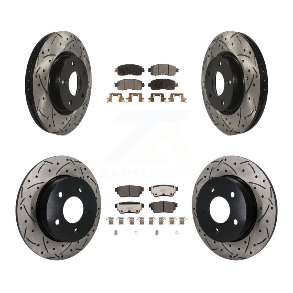 Front Rear Coated Drilled Slotted Disc Brake Rotors And Ceramic Pad Kit For Nissan Altima KDT-101827