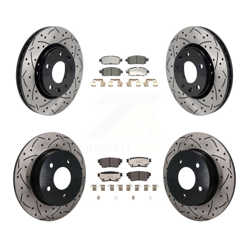 Front Rear Coated Drilled Slotted Disc Brake Rotors And Ceramic Pads Kit For Nissan Kicks KDT-101828
