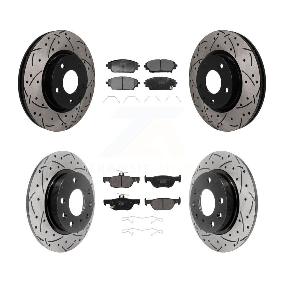 Front Rear Coated Drilled Slotted Disc Brake Rotors And Ceramic Pads Kit For Mazda CX-30 KDT-101830