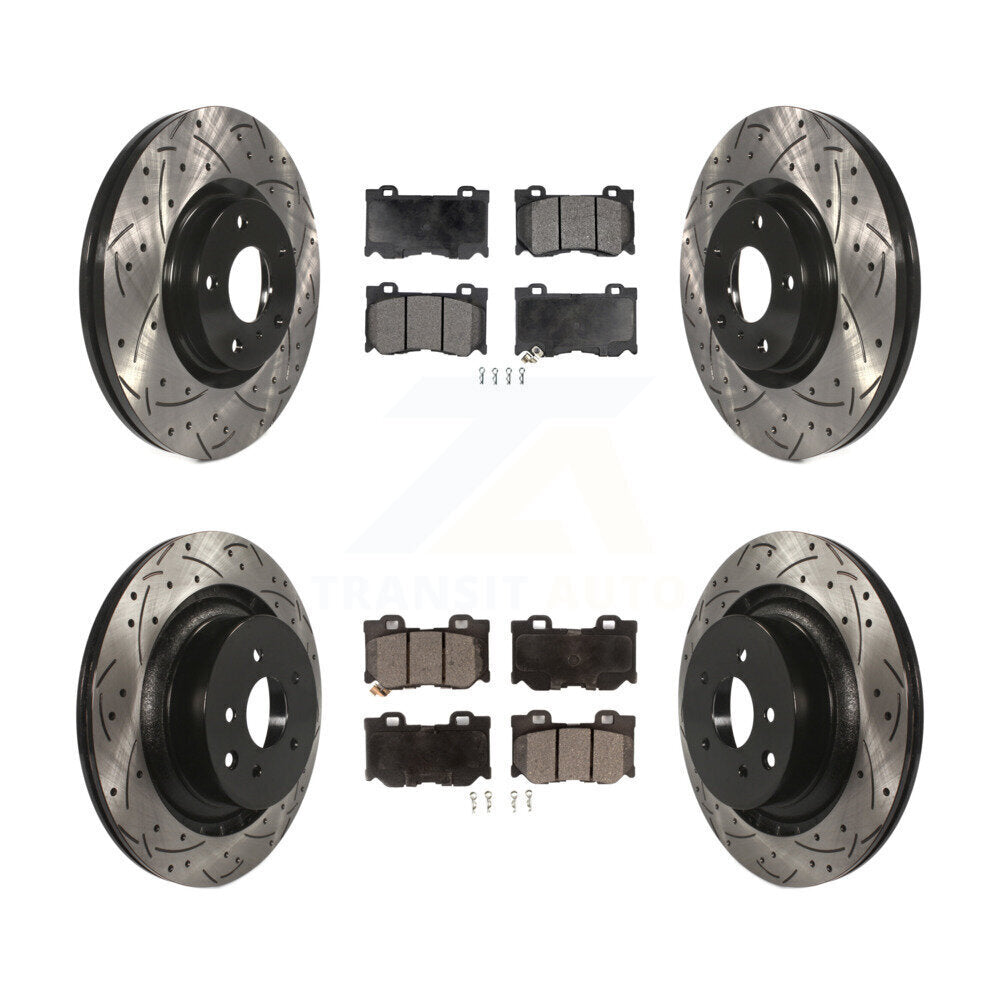 Front Rear Drill Slot Brake Rotor Ceramic Pad Kit For INFINITI G37 AWD With Brembo Brakes KDT-101832