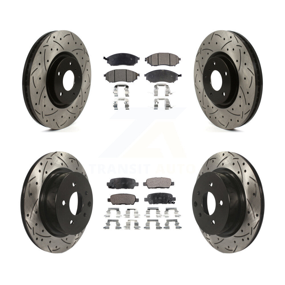Front Rear Drill Slot Brake Rotors Ceramic Pad Kit For INFINITI G37 Without Brembo Brakes KDT-101833