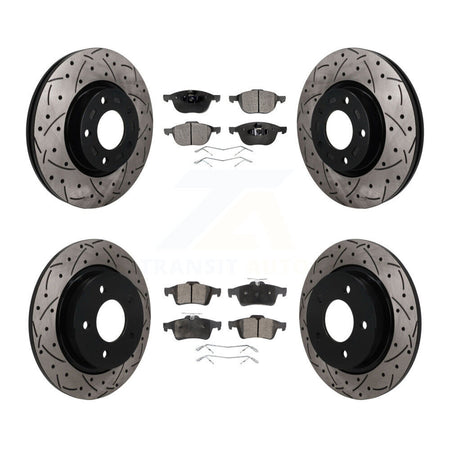 Front Rear Coated Drilled Slotted Disc Brake Rotors And Ceramic Pad Kit For Mazda 3 Sport KDT-101838