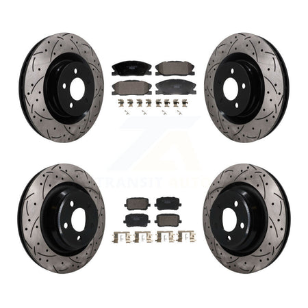Front Rear Coated Drilled Slotted Disc Brake Rotors And Ceramic Pad Kit For Dodge Charger KDT-101843