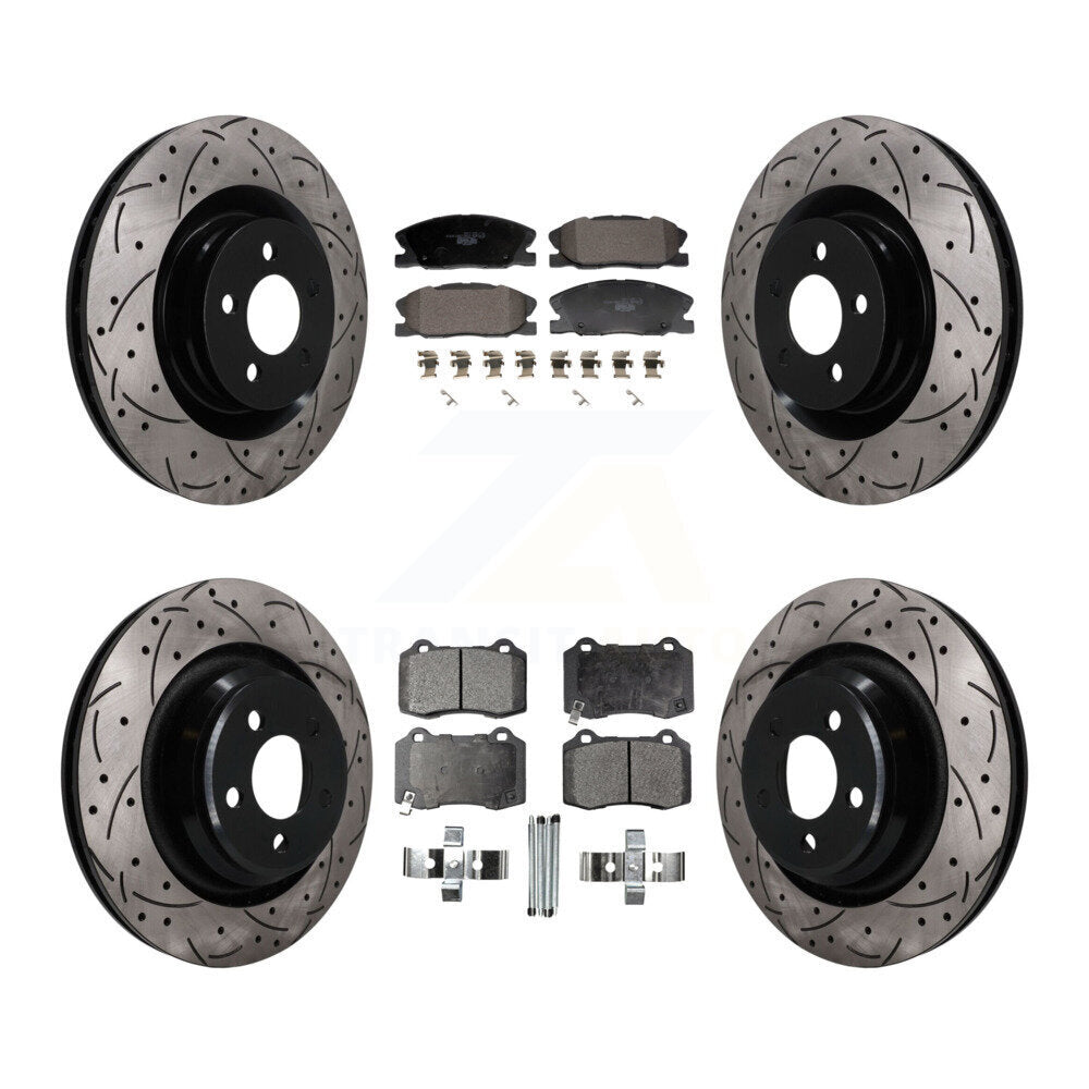 Front Rear Coated Drilled Slotted Disc Brake Rotors And Ceramic Pad Kit For Dodge Charger KDT-101844