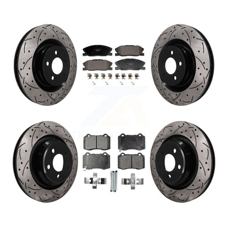 Front Rear Coated Drilled Slotted Disc Brake Rotors And Ceramic Pad Kit For Dodge Charger KDT-101844