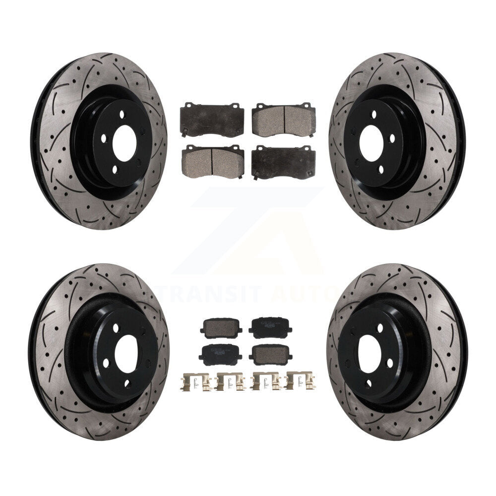 Front Rear Coated Drilled Slotted Disc Brake Rotors And Ceramic Pad Kit For Dodge Charger KDT-101845