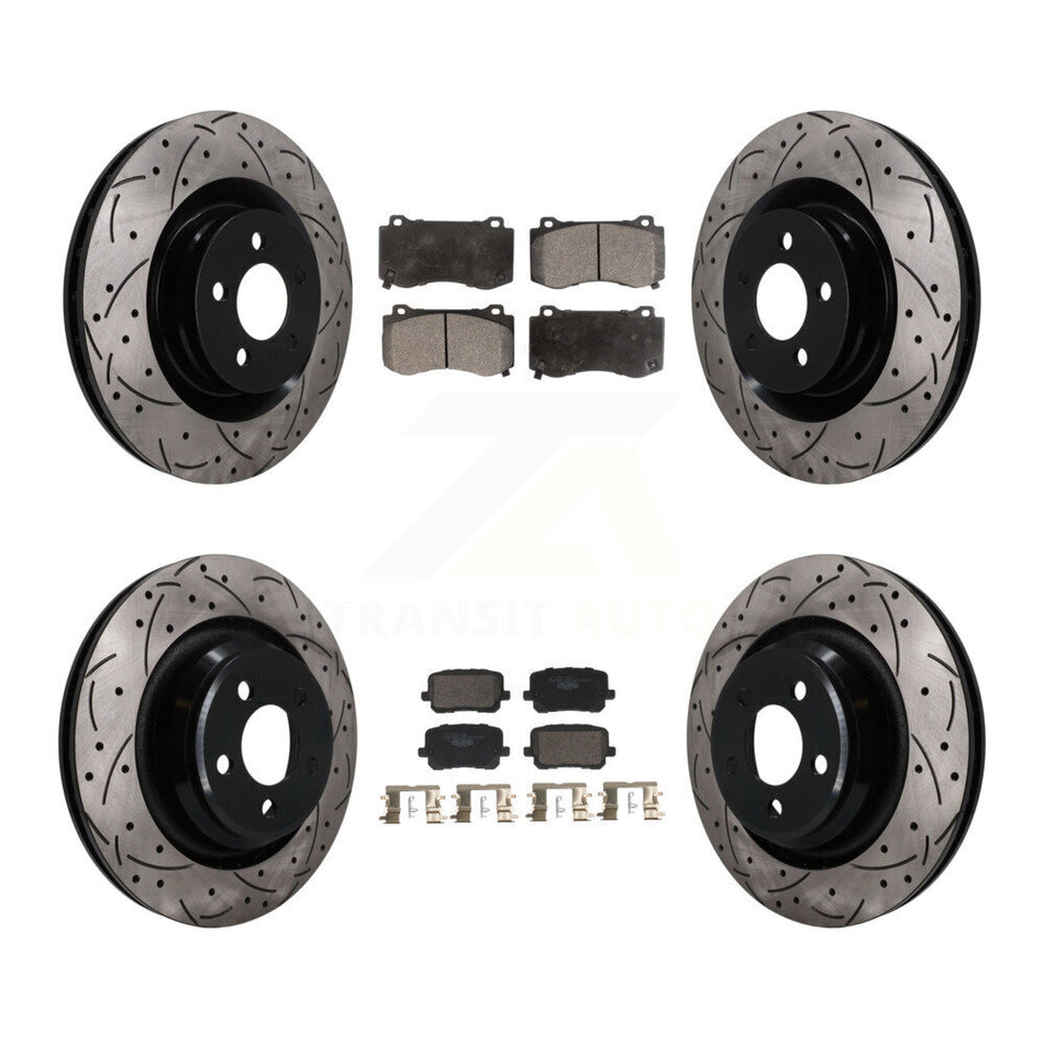 Front Rear Coated Drilled Slotted Disc Brake Rotors And Ceramic Pad Kit For Dodge Charger KDT-101845