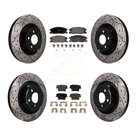 Front Rear Coated Drilled Slotted Disc Brake Rotors And Ceramic Pad Kit For Dodge Charger KDT-101846