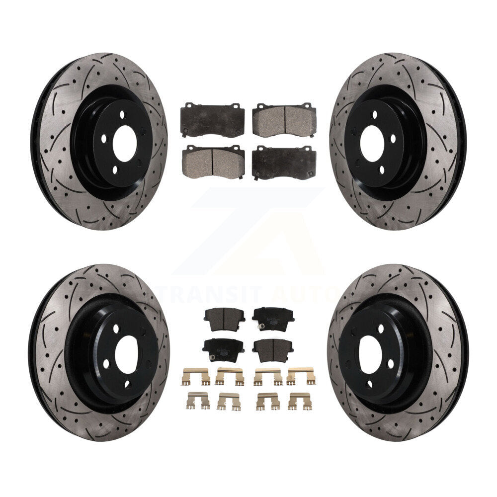 Front Rear Coated Drilled Slotted Disc Brake Rotors And Ceramic Pad Kit For Dodge Charger KDT-101847