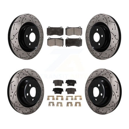 Front Rear Coated Drilled Slotted Disc Brake Rotors And Ceramic Pad Kit For Dodge Charger KDT-101847