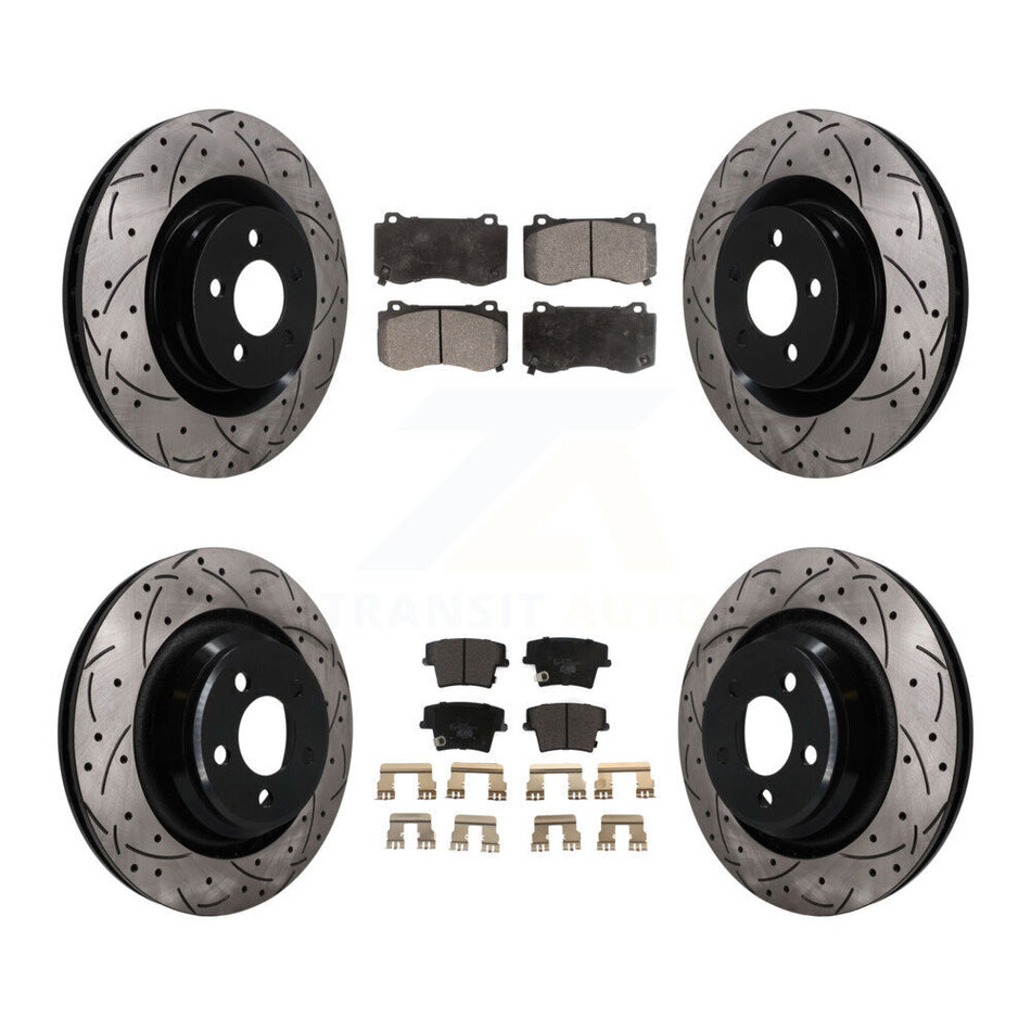 Front Rear Coated Drilled Slotted Disc Brake Rotors And Ceramic Pad Kit For Dodge Charger KDT-101847