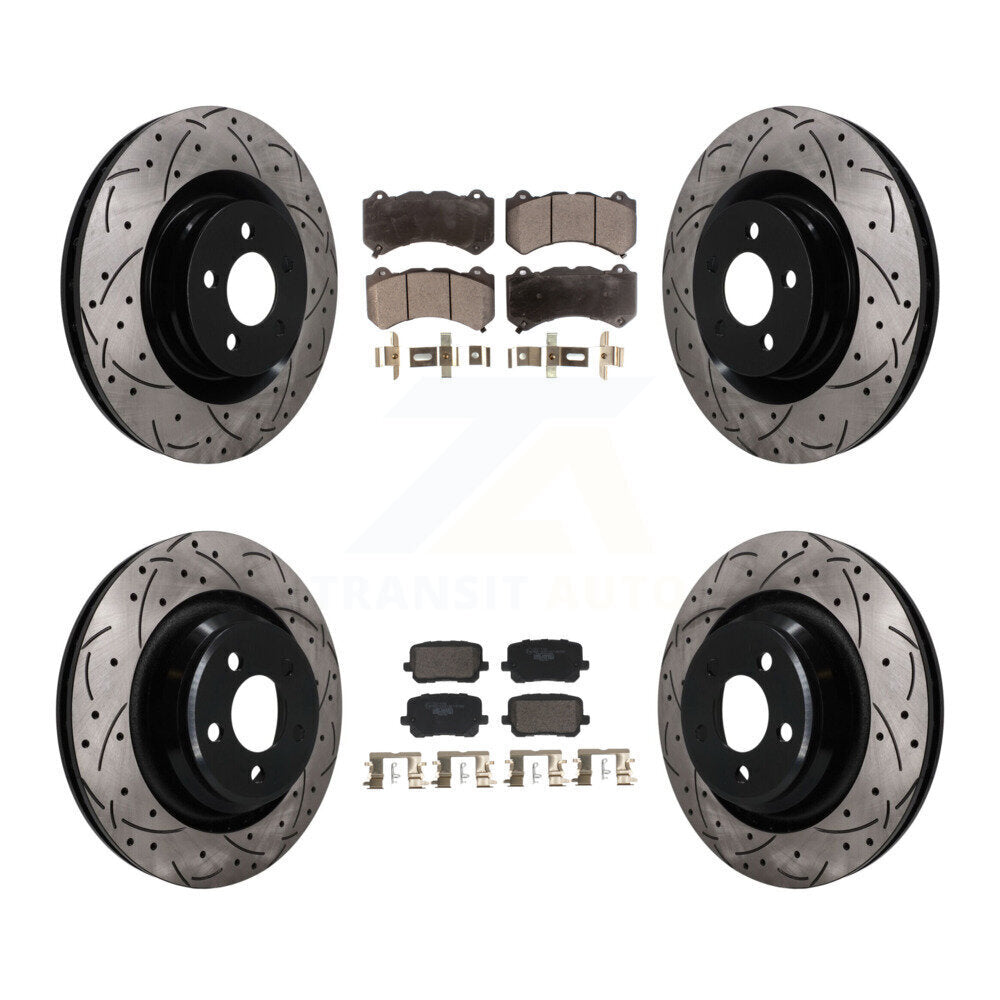 Front Rear Drill Slot Brake Rotor Ceramic Pad Kit For Dodge Charger SRT 392 with RWD 6.4L KDT-101848