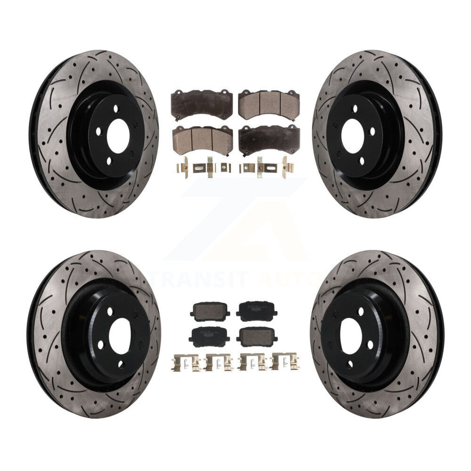 Front Rear Drill Slot Brake Rotor Ceramic Pad Kit For Dodge Charger SRT 392 with RWD 6.4L KDT-101848
