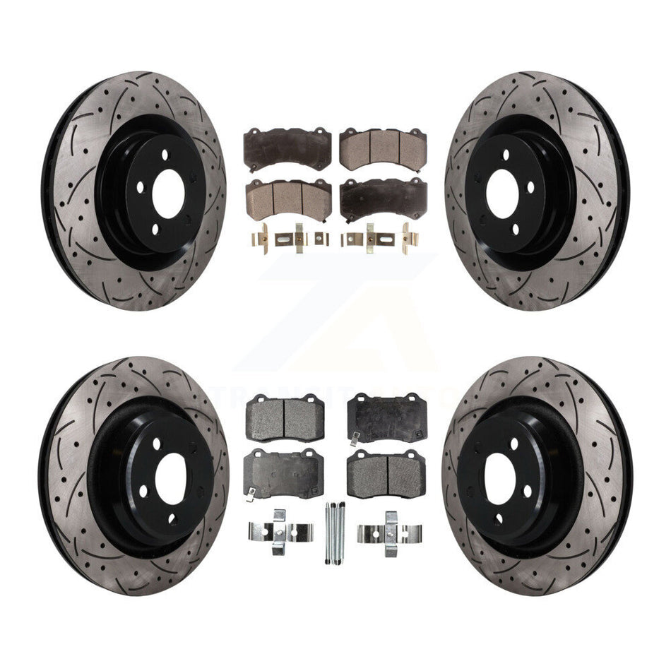 Front Rear Coat Drill Slot Disc Brake Rotors Ceramic Pad Kit For Dodge Challenger Charger KDT-101849