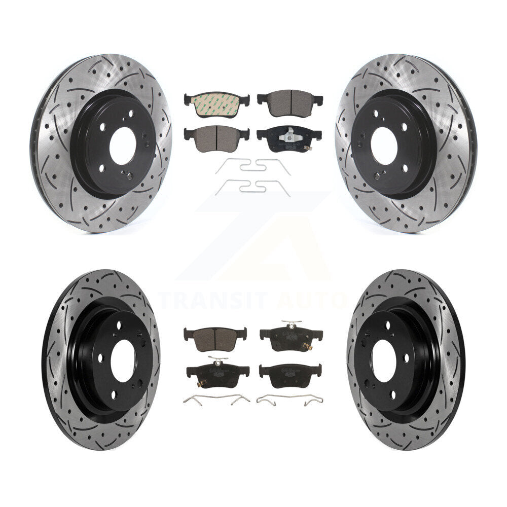 Front Rear Coated Drill Slot Disc Brake Rotor Ceramic Pad Kit For 2024 Acura Integra 1.5L KDT-101850