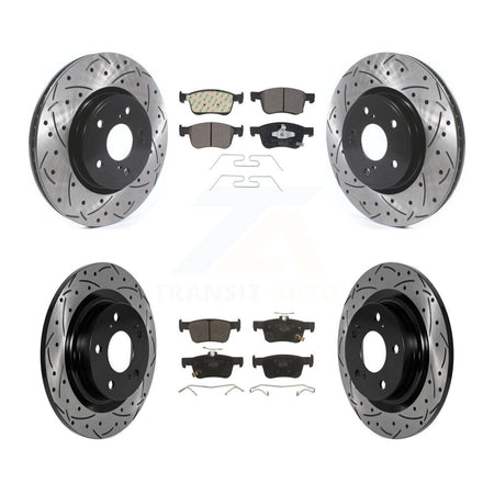 Front Rear Coated Drill Slot Disc Brake Rotor Ceramic Pad Kit For 2024 Acura Integra 1.5L KDT-101850