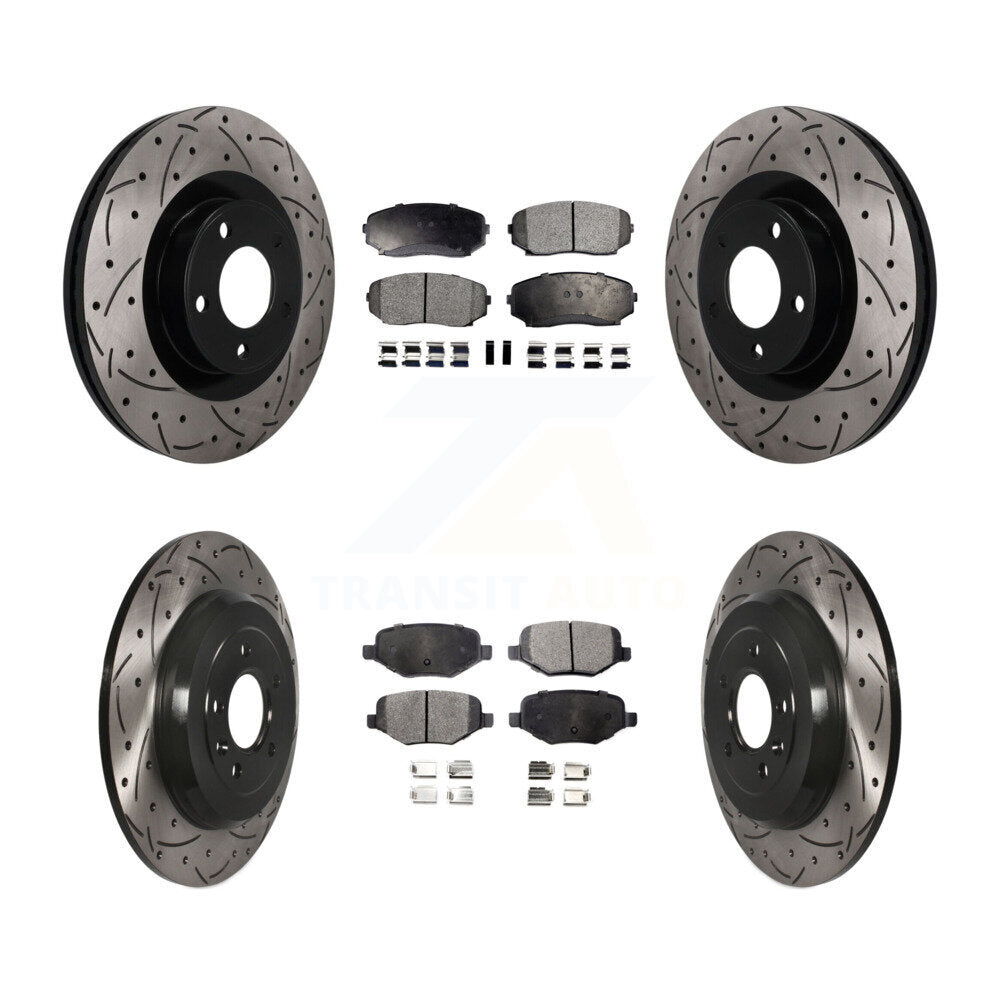 Front Rear Coated Drilled Slot Disc Brake Rotor Ceramic Pad Kit For Ford Edge Lincoln MKX KDT-101851