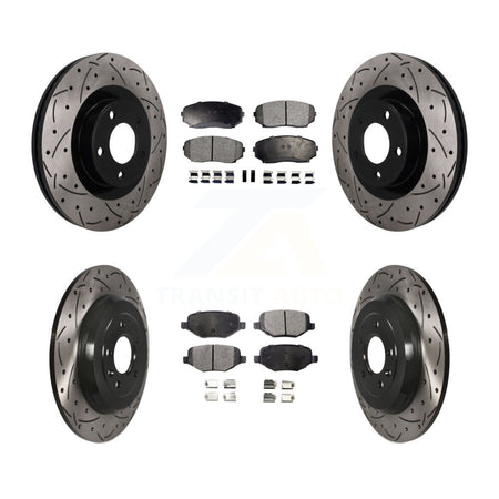 Front Rear Coated Drilled Slot Disc Brake Rotor Ceramic Pad Kit For Ford Edge Lincoln MKX KDT-101851