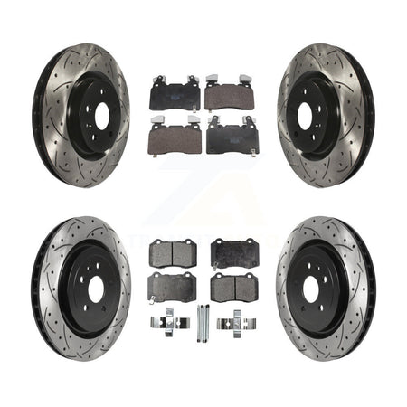 Front Rear Drill Slot Disc Brake Rotors Ceramic Pad Kit For 2010-2015 Chevrolet Camaro SS KDT-101853