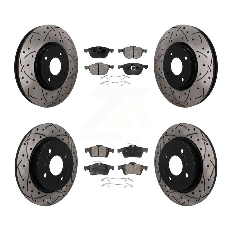 Front Rear Drilled Slot Disc Brake Rotors Ceramic Pad Kit For 2018-2022 Ford EcoSport AWD KDT-101859