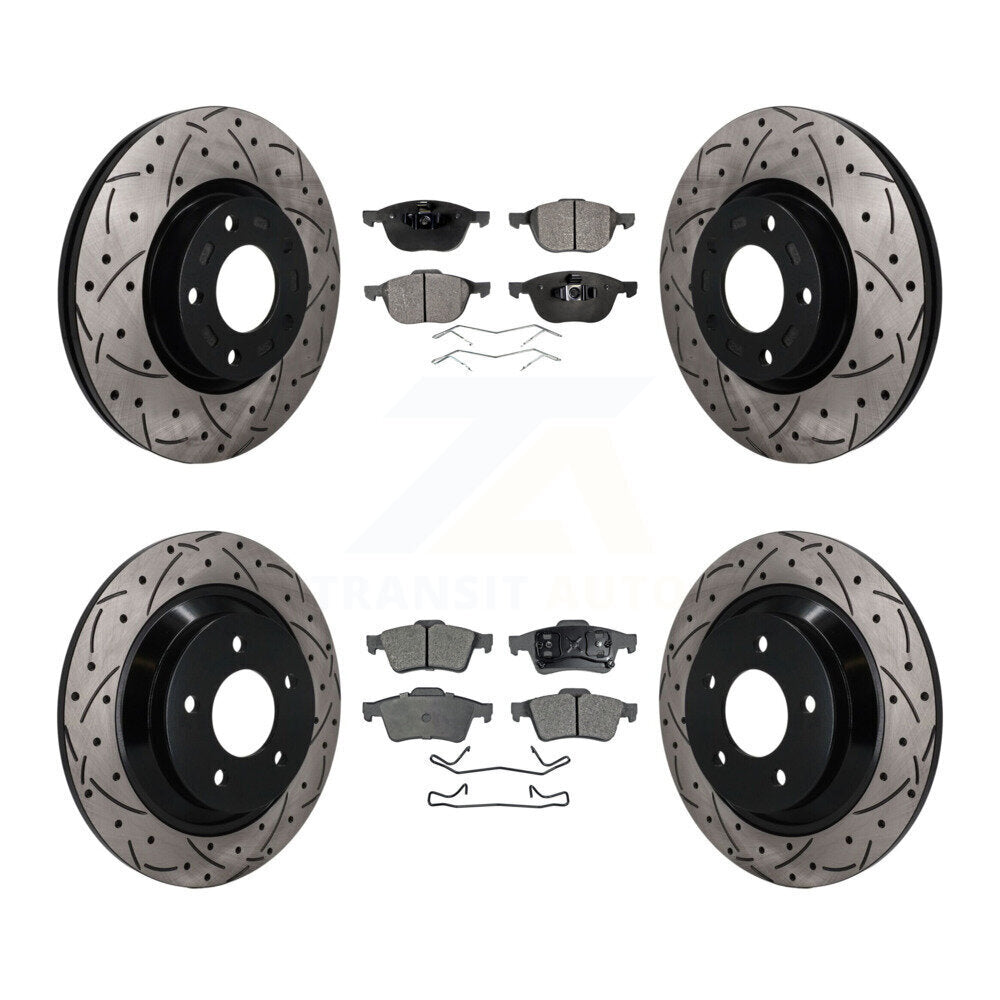 Front Rear Coated Drilled Slot Disc Brake Rotor Ceramic Pad Kit For 2006 Mazda 5 To 02 06 KDT-101861