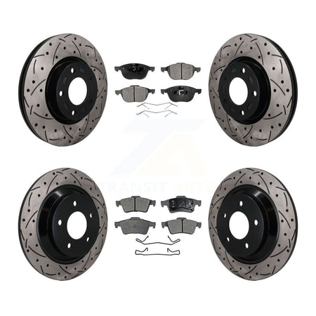 Front Rear Coated Drilled Slot Disc Brake Rotor Ceramic Pad Kit For 2006 Mazda 5 To 02 06 KDT-101861
